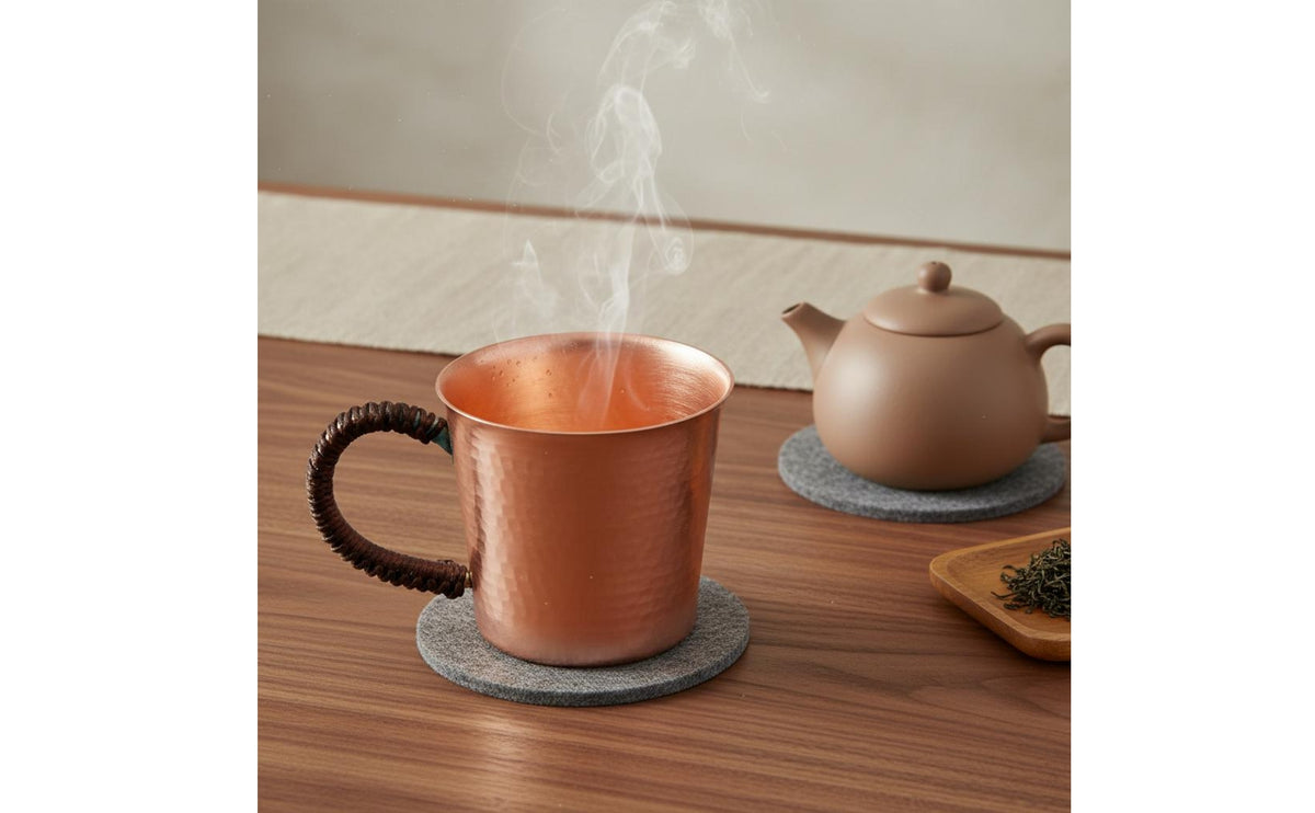 550ml Copper Tea Cup Handmade Hammered Copper Cup Thickened Drinkware for Home Dining