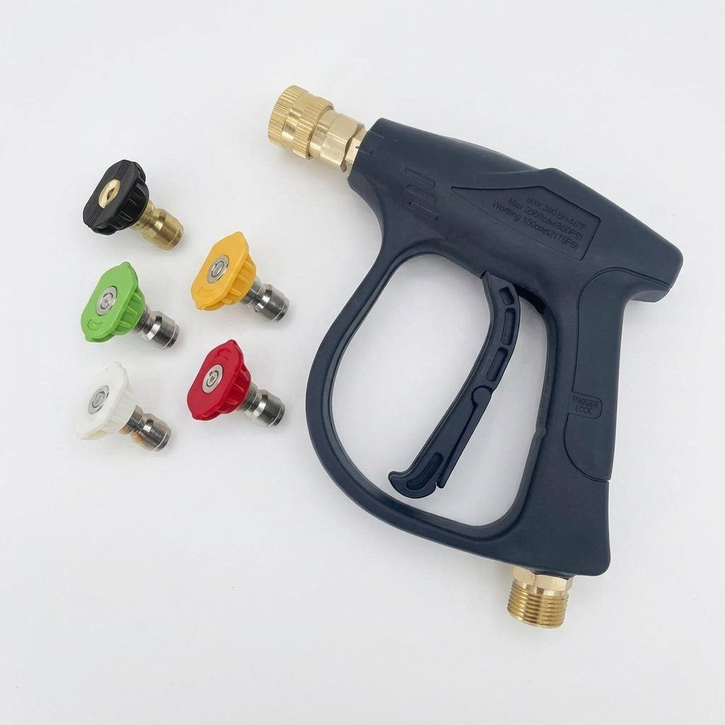 Jet Wash for Efficient Car Cleaning and Home Use, High Pressure Washer with 5 Nozzle Tips, Durable Hose Nozzle for Car Washing, Quick Connect