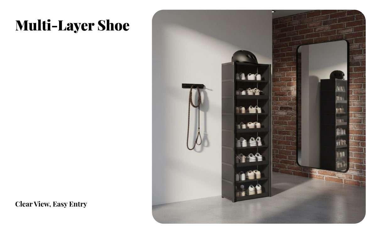 Sturdy Construction Dustproof Shoe Cabinet Easy Assembly Multi-Tier Shoe Rack Space Saving Removable Shelves for Apartment Dwellers, Homeowners, Entryway, Hallway, Dorm Room, Bedroom