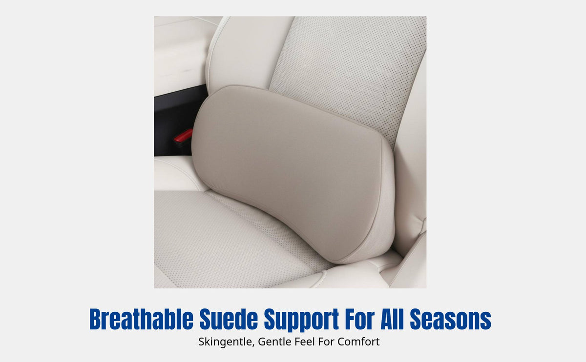 Car Support Pad, Thin Viscoelastic Foam, Suede, Ergonomic, Seat & Neck Pillow