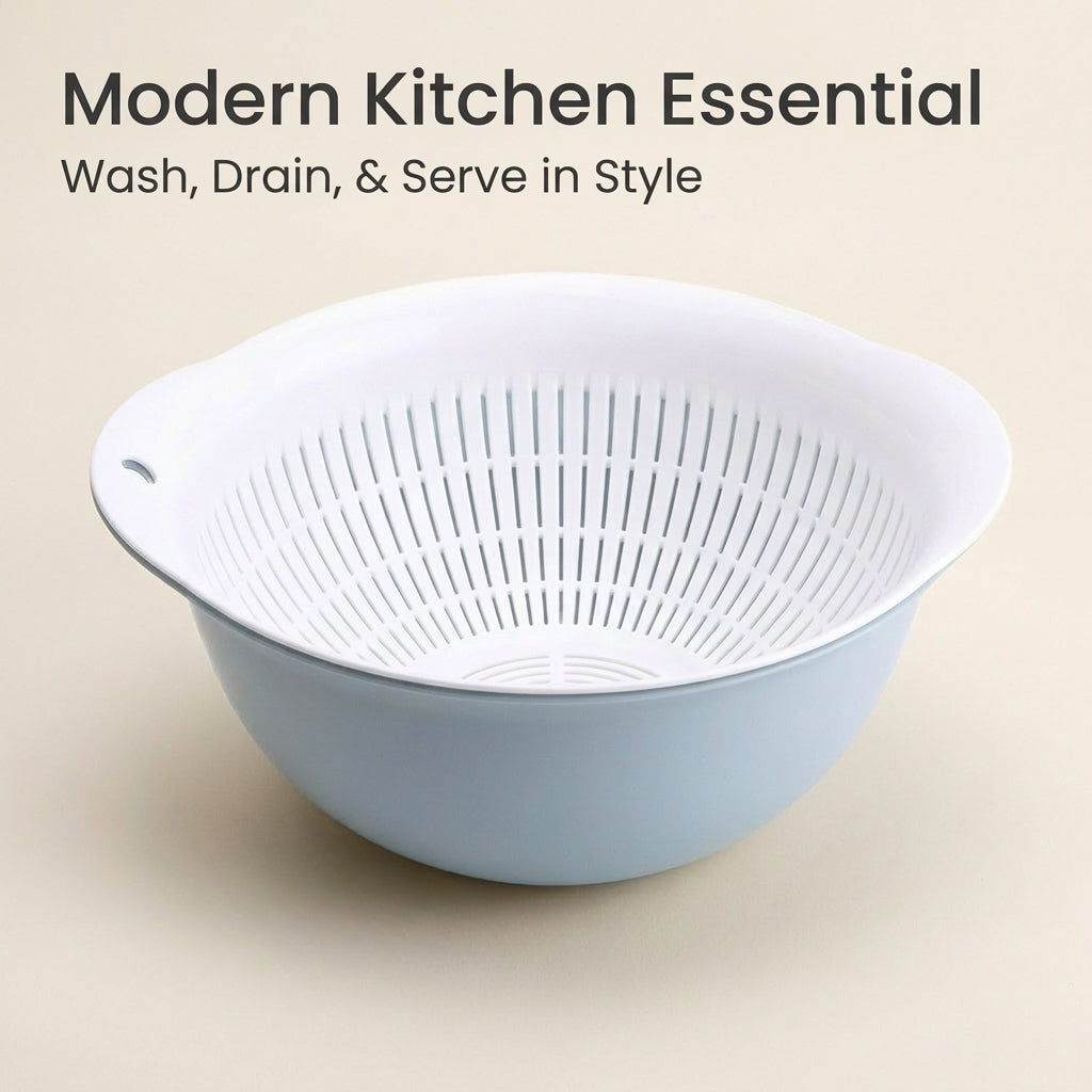 Draining Basket for Fruit Vegetable Washing Food Strainers, 2 in 1 Fruit Cleaning Bowl with Strainer Container