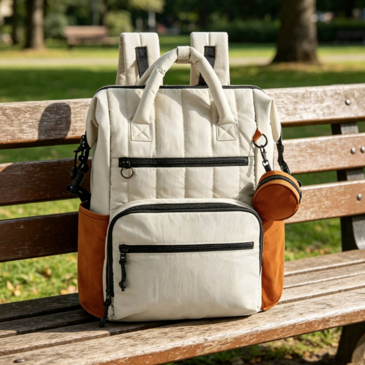 Diaper Backpack Multi-Functional Large Capacity Parent Tote Textile Waterproof Infant Changing Bag for Parents