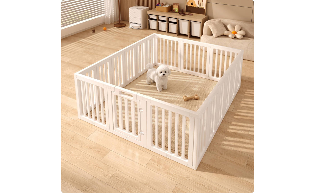 Modular Dog Enclosure Portable Dog Playpen with Door Compact Freestanding Pet Enclosure for Living Room