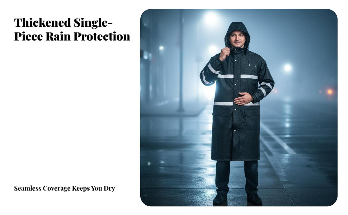 Reflective Raincoat With Hood High Visibility Rain Coat Heavy Duty Long Raincoat for Workers, Construction Sites, Commuting