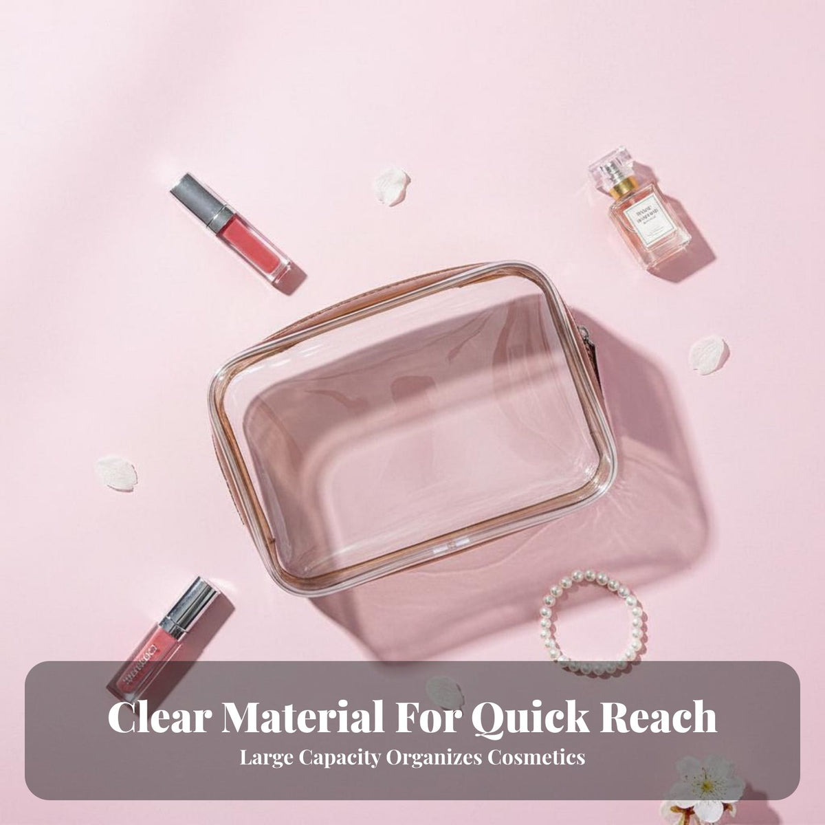 Transparent Makeup Bag Large Capacity Clear PVC Travel Pouch Portable Clear Toiletry Bag for Journeyers, Students, Vacation, Business Trip, Suitcase
