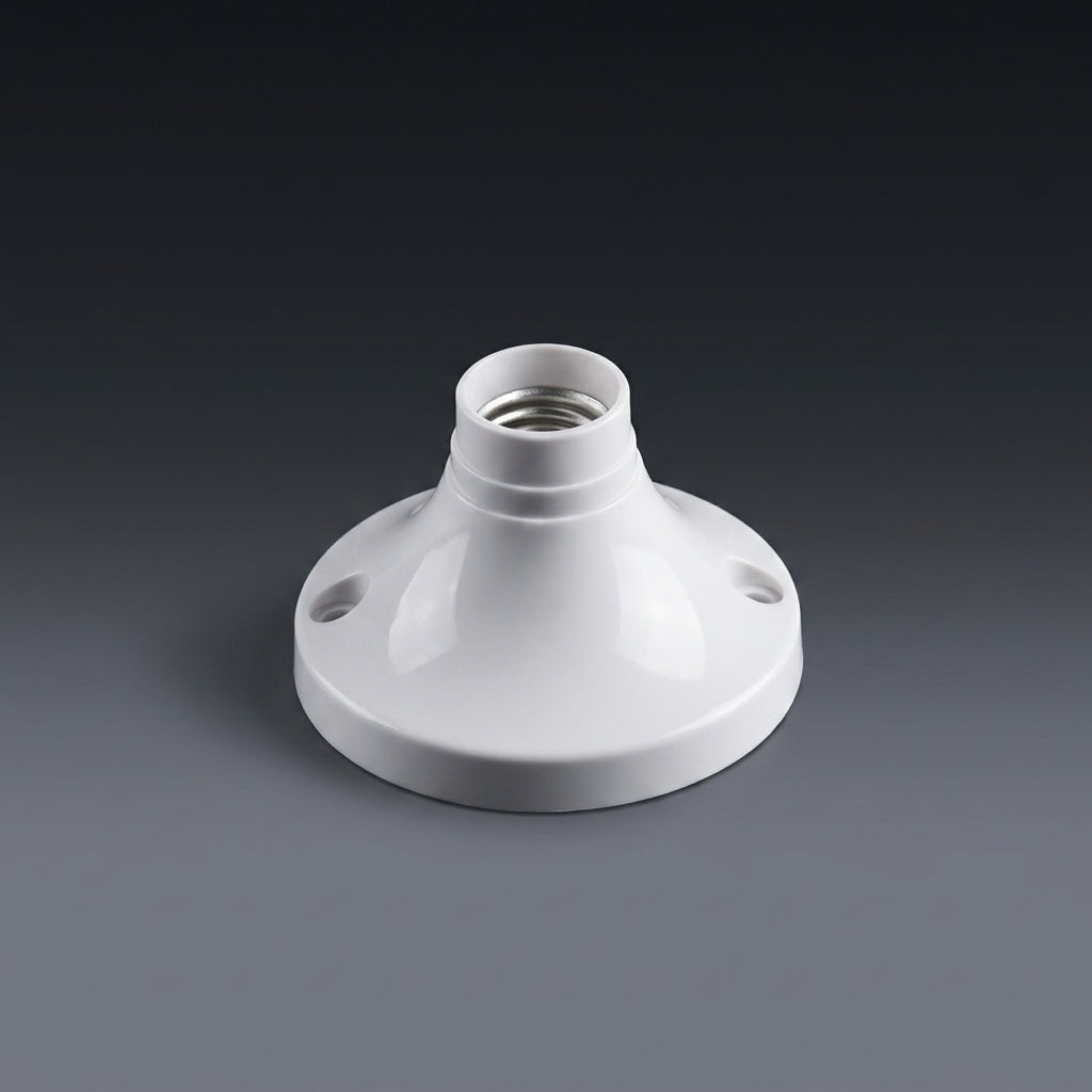 Table Lamp and Wall Light E14 Lamp Holder for DIY Lighting, Single White Bulb Holder with E14 Screw Base, Surface Mount, 63mm Diameter Base Size