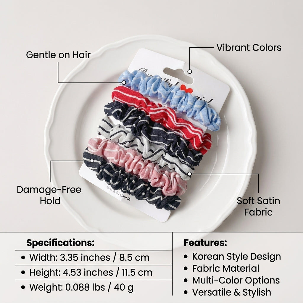 silky Elastic Hair Ties Set for Ponytails, Coated Bands for Adults, Soft Material Workout Accessories for Teens