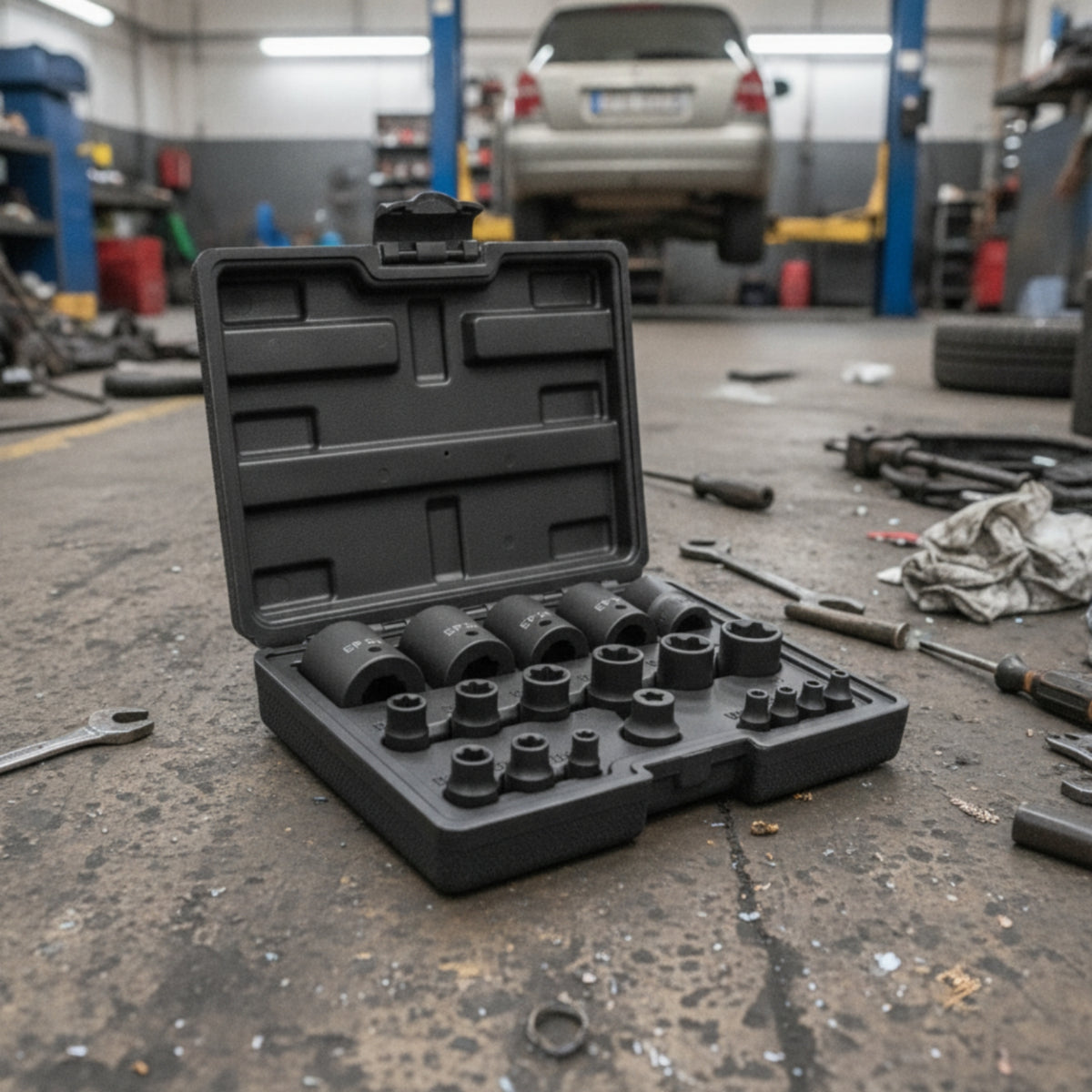 E-Hexalobular Socket Set Clear Markings E-Shaped Socket Set Organized for Mechanics, Garage