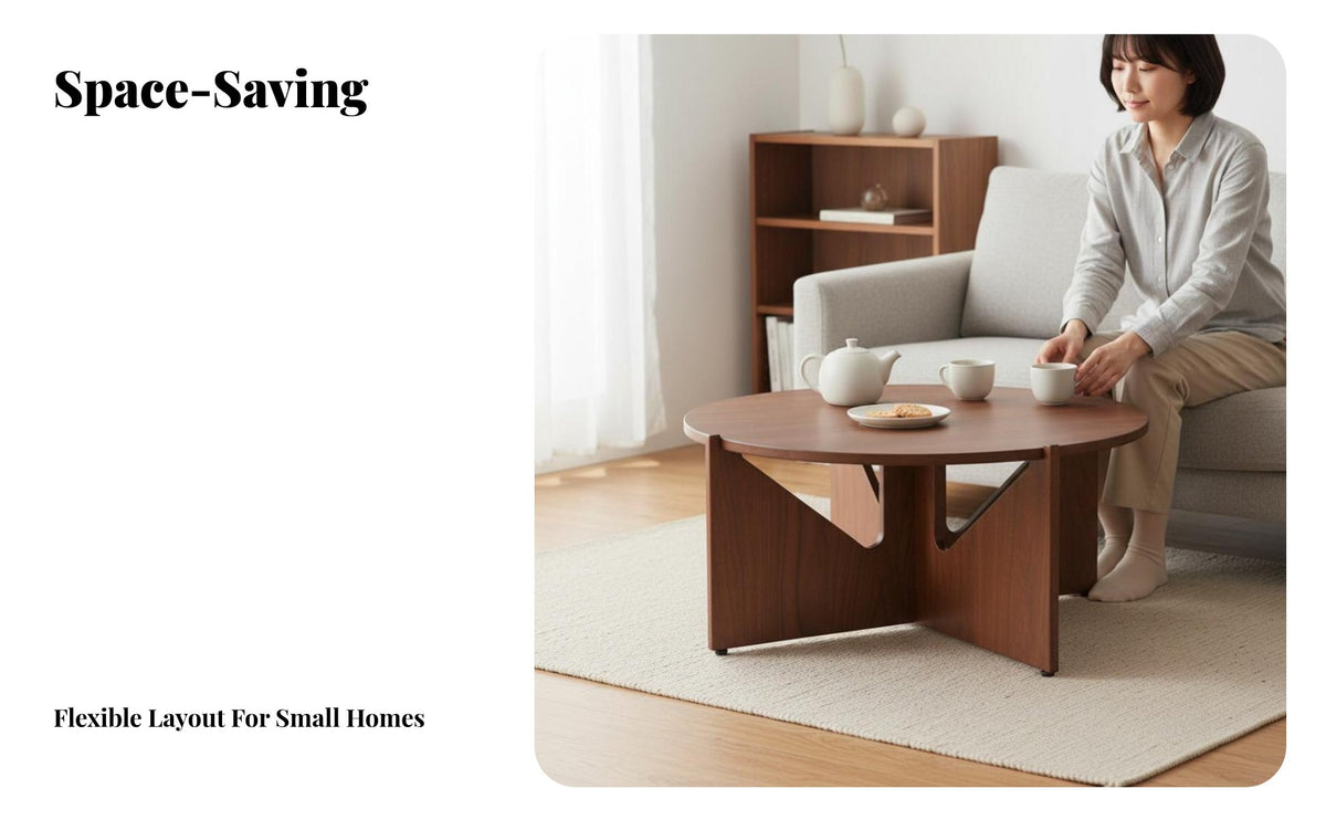 2 Pieces Round Nesting Table Set mid-century modernera Modern design Nesting Table Set Space-Saving Combo Home Furnishing for Homeowners, Adults, Bedroom, Office