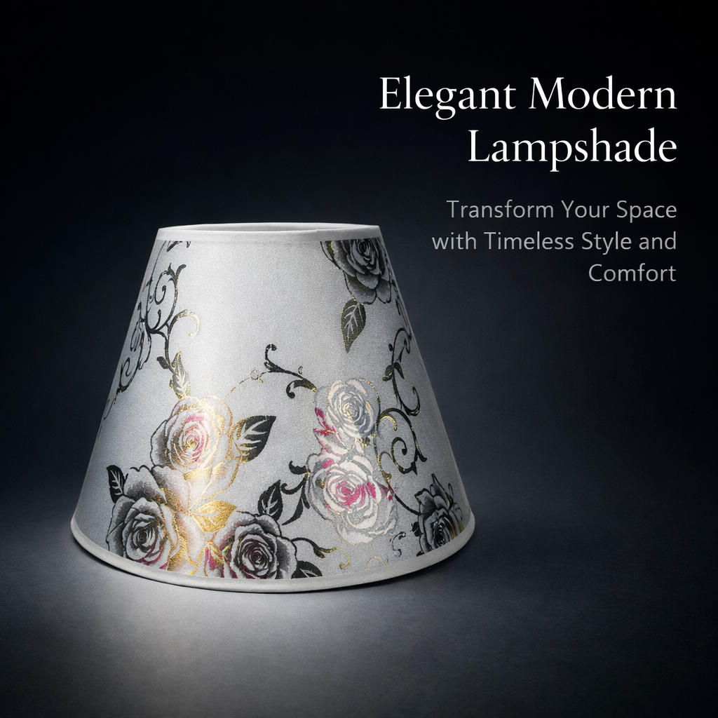 Lampshade with Patterned Cloth Shade for Ceiling Lights and Table Lamps, Round Shape Textile for Bedroom and Hotel Room
