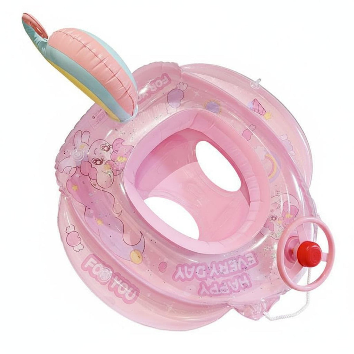 Anti-Rollover Inflatable Shell Swim Seat Gentle Leg Holes Glitter Mermaid Tail Buoyancy Device Fun Design for Parents, Beach