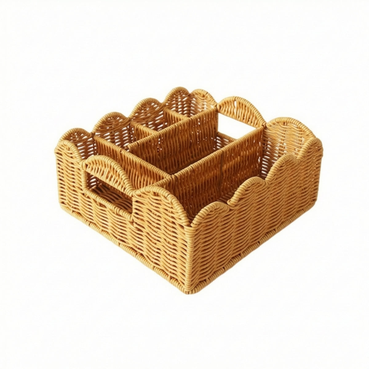 Storage Basket with 4 Compartments Square Woven Basket with Dividers Versatile