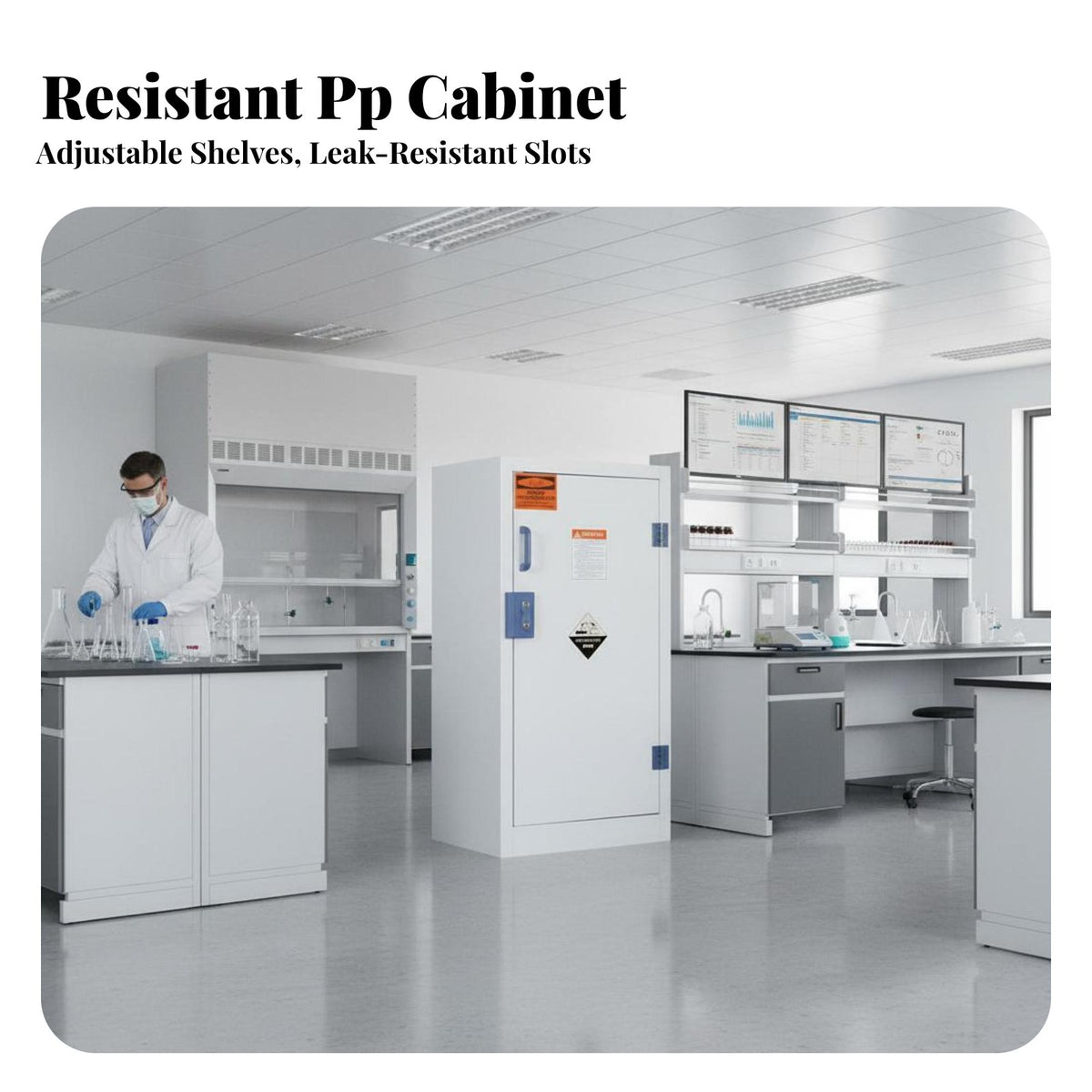 Reactive and Alkali Cabinet Reactive Caustic Cabinet Double Lock Security for Chemists, Scientists, Research Facility, Laboratories, University