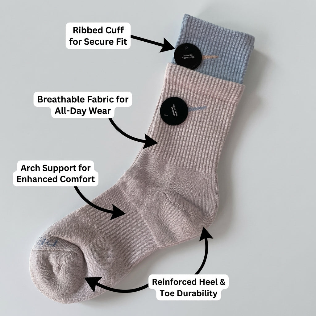 Athletic Crew Socks Women with Terry Cushioned Sole, Unisex Basketball for Sports Blend Design, All