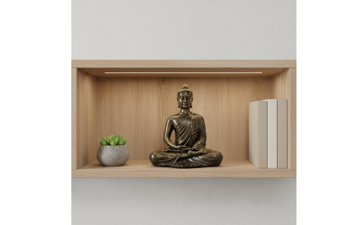 Meditating Buddha Sculpture Antique Finish Seated Buddha Figurine for Buddhists