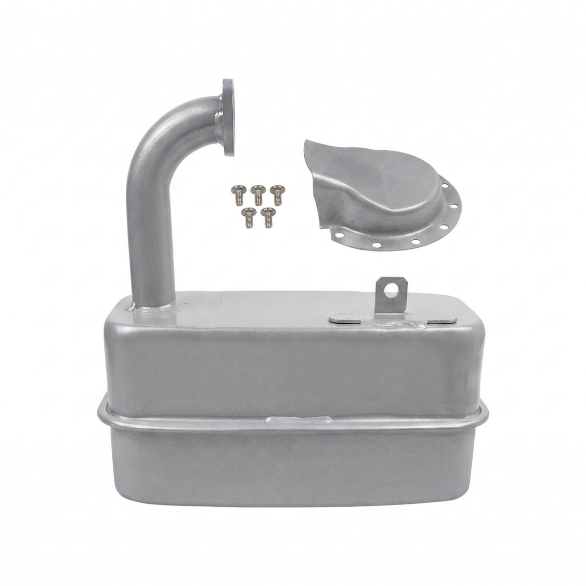 Iron Rectangular Tractor Muffler Silver Metal Tractor Muffler Rust Resistant Corrosion Resistance