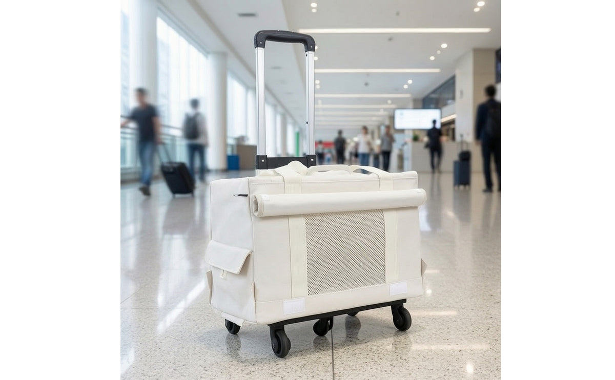 Soft-Sided Rolling Pet Carrier Telescopic Wheeled Pet Carrier Sturdy Retractable for Dog Owners