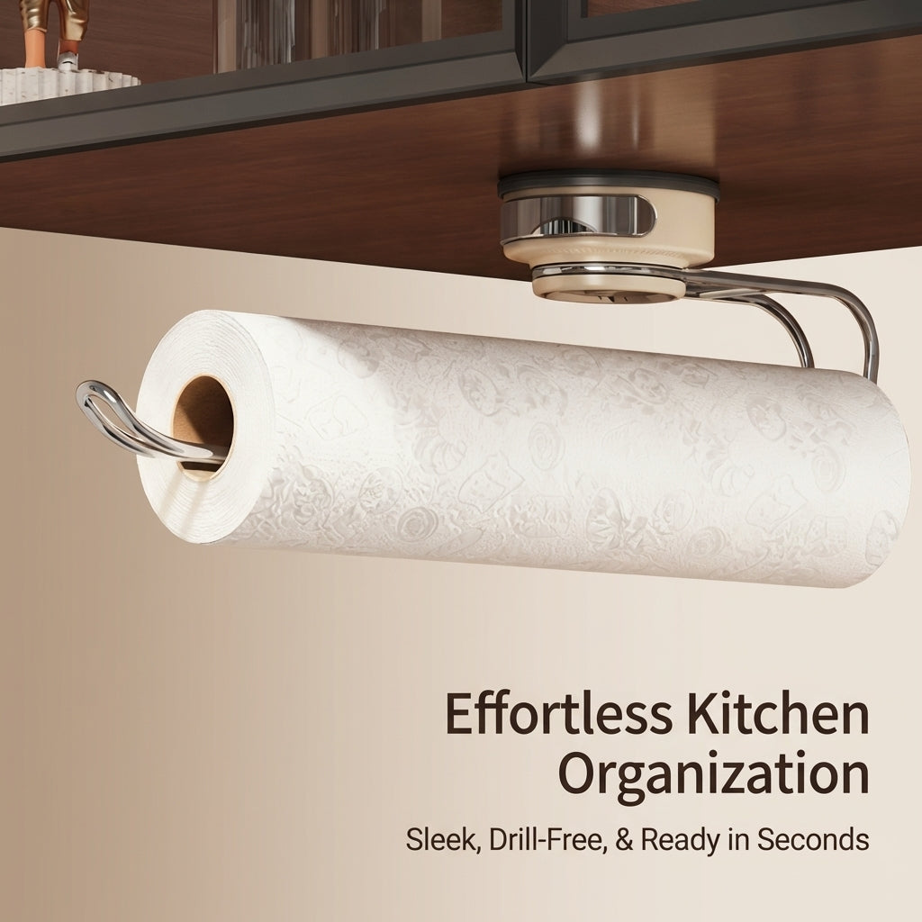 Cupboard and Boat Paper Dispenser with Suction Cup Roll Holder, Removable Space-Saving Towel for Kitchen, Stainless Steel Rack