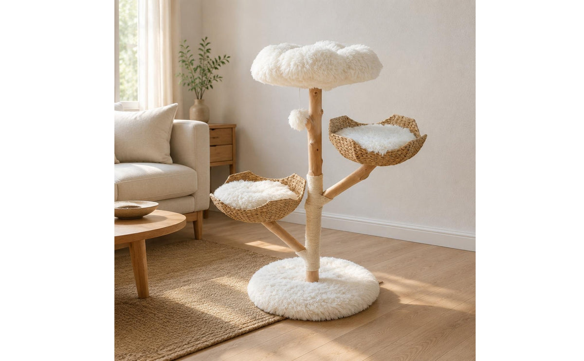 Cat Climbing Frame Wooden Cat Climbing Structure Rope Wrapped Animal Furniture