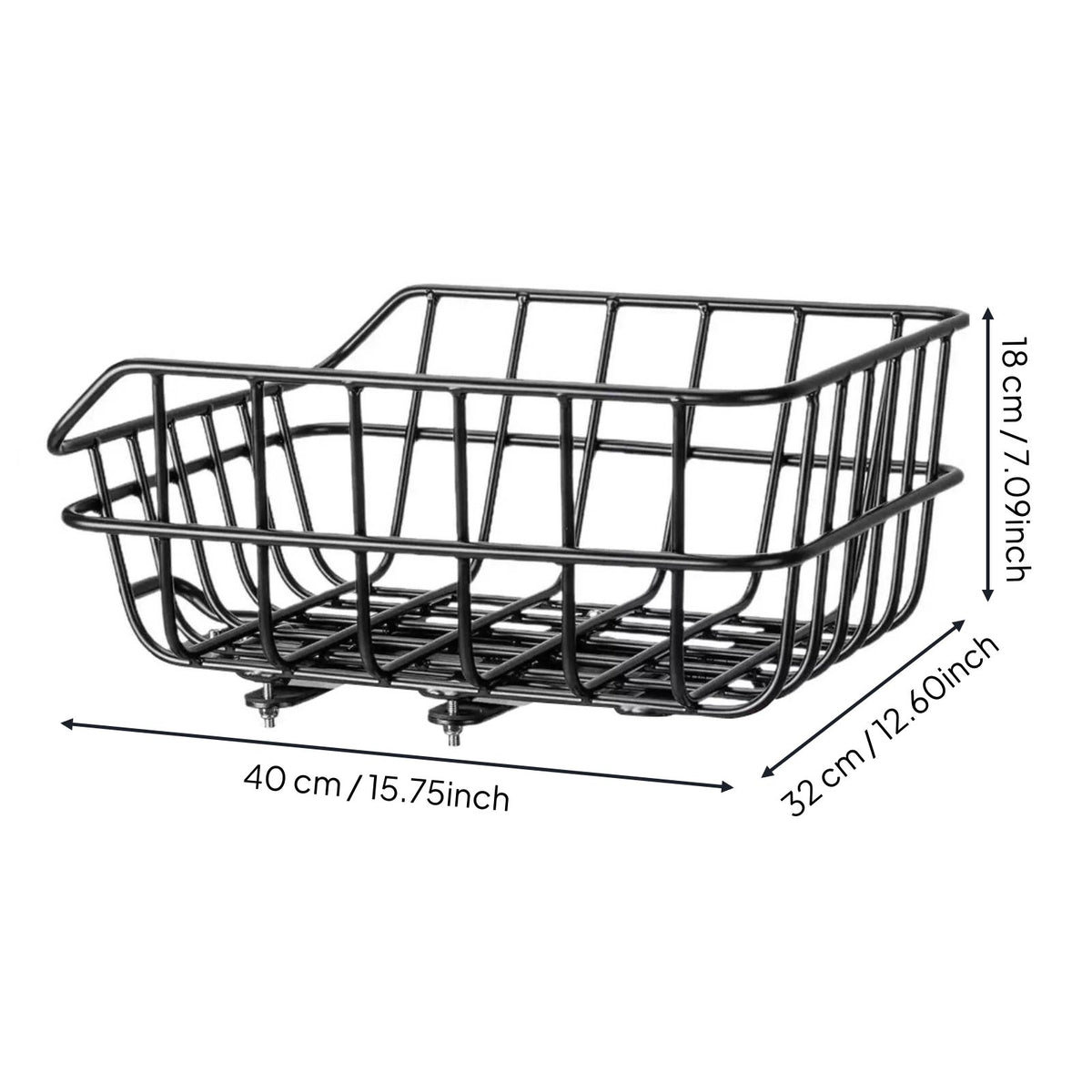 Rear Bike Basket Easy Installation Cycle Cargo Basket Waterproof Cover Included for Students, Commuters, Shopping, Delivery