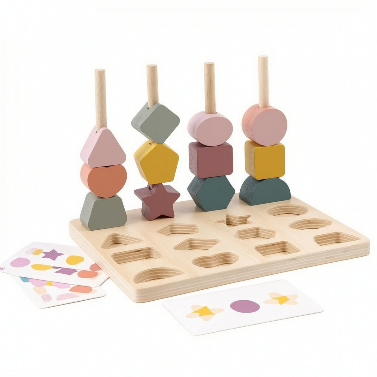 Geometric Stack and Sort Board Fine Motor Shape Matching Board Educational Shape Sorter Color Sorting for Children