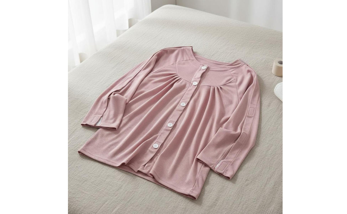 Easy Open Nursing Clothes Breathable Material Adaptive Pajamas with Side Openings Hook and Loop Fasteners Tear Away Patient Pajamas for Hospital Stay