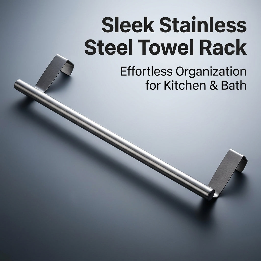 Cloth Holder and Towel Bar for Over Door Use, Stainless Steel Rack for Small Space Dorm Room Students