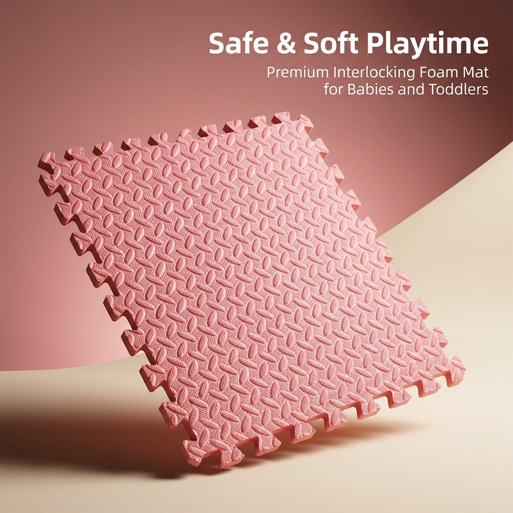 Play Mat Baby Floor with Thick Foam for Kids, Waterproof Wipeable Playpen Surface with Large Tiles, Cushioned EVA Covering Set