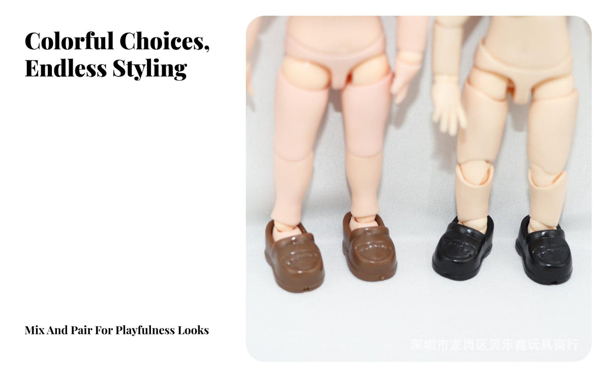 Doll Shoes British Design 1/12 Scale Shoes Effortless to Wear Design Miniature Uniform Loafers for Display, Toy Photography