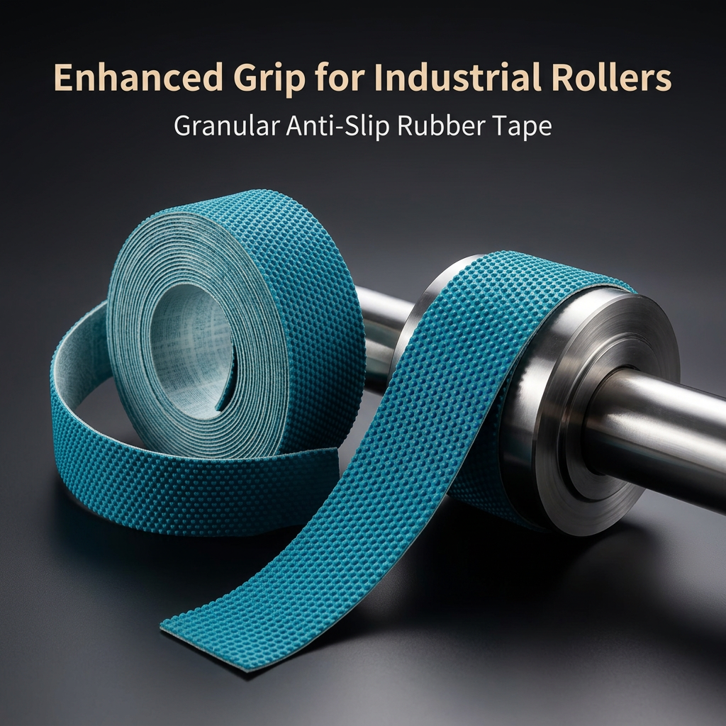 Rubber Granular Roller Tape, Anti-Slip Surface, Wear-Resistant, for Wrapping Machines, 4cm & 5cm Wide, Blue, Yellow, Dark Blue