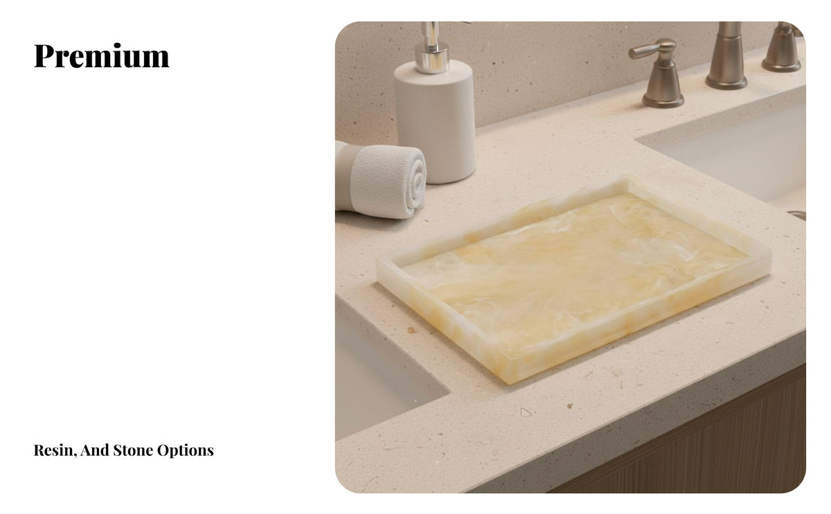Hotel Grade Bathroom Vanity Tray Elegant Design Bathroom Soap Holder Tray Waterproof Perfume Organizer Plate Easy to Clean for Homeowners, Interior Designers, Renters