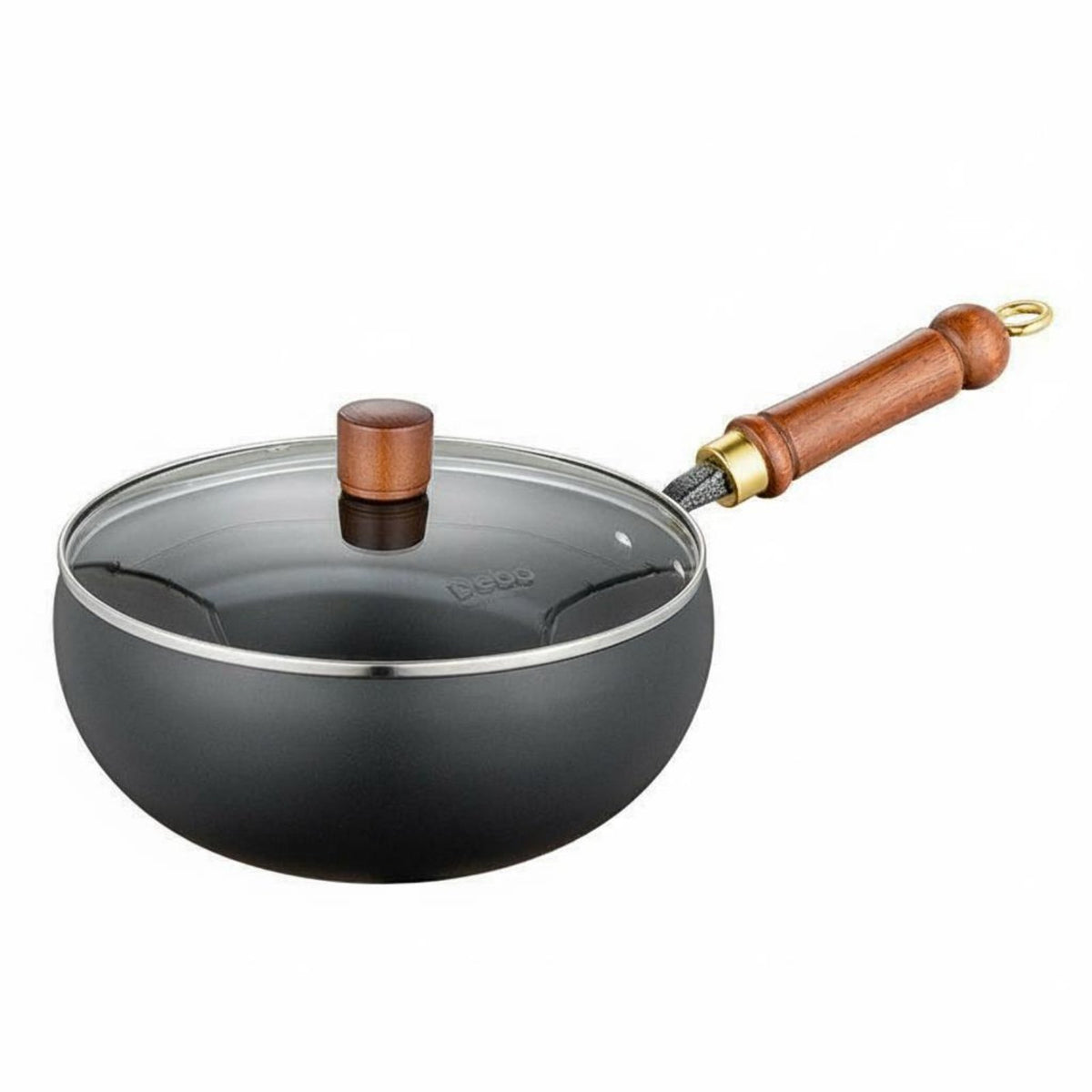 Uncoated Iron Wok Coating Coatingless Wok with Pouring Spout Uncoated Iron Pan Natural Non-Stick Deep Stir-Fry Pan Even Heating