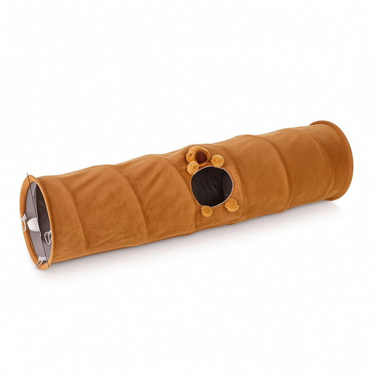Foldable Cat Tunnel with Fuzzy Trim Indoor Collapsible Cat Tunnel Soft Pet Toy Cozy for Cats, Kittens, Apartments