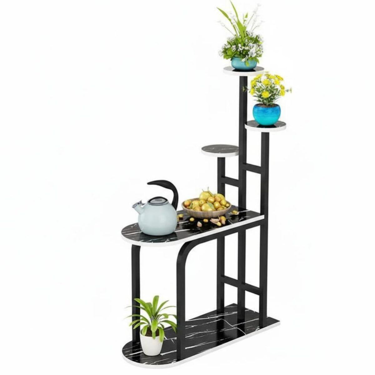 Nordic aesthetic Multi-Level Plant Rack Minimalist Multi-Tier Round shelf Rack Space-Saving plant display adaptable for Gardeners, Apartment Dwellers, Homeowners, Living Room, Balcony, Bedroom, Corner