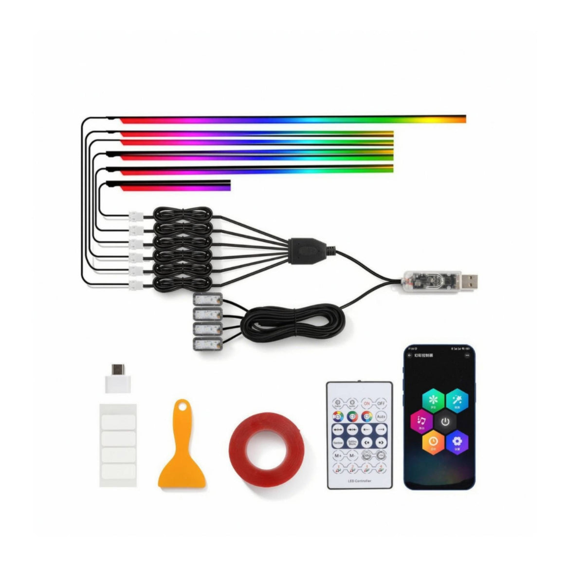 Interior Car LED Strip Lights Slim LED Strip Lighting Linear for Dashboard
