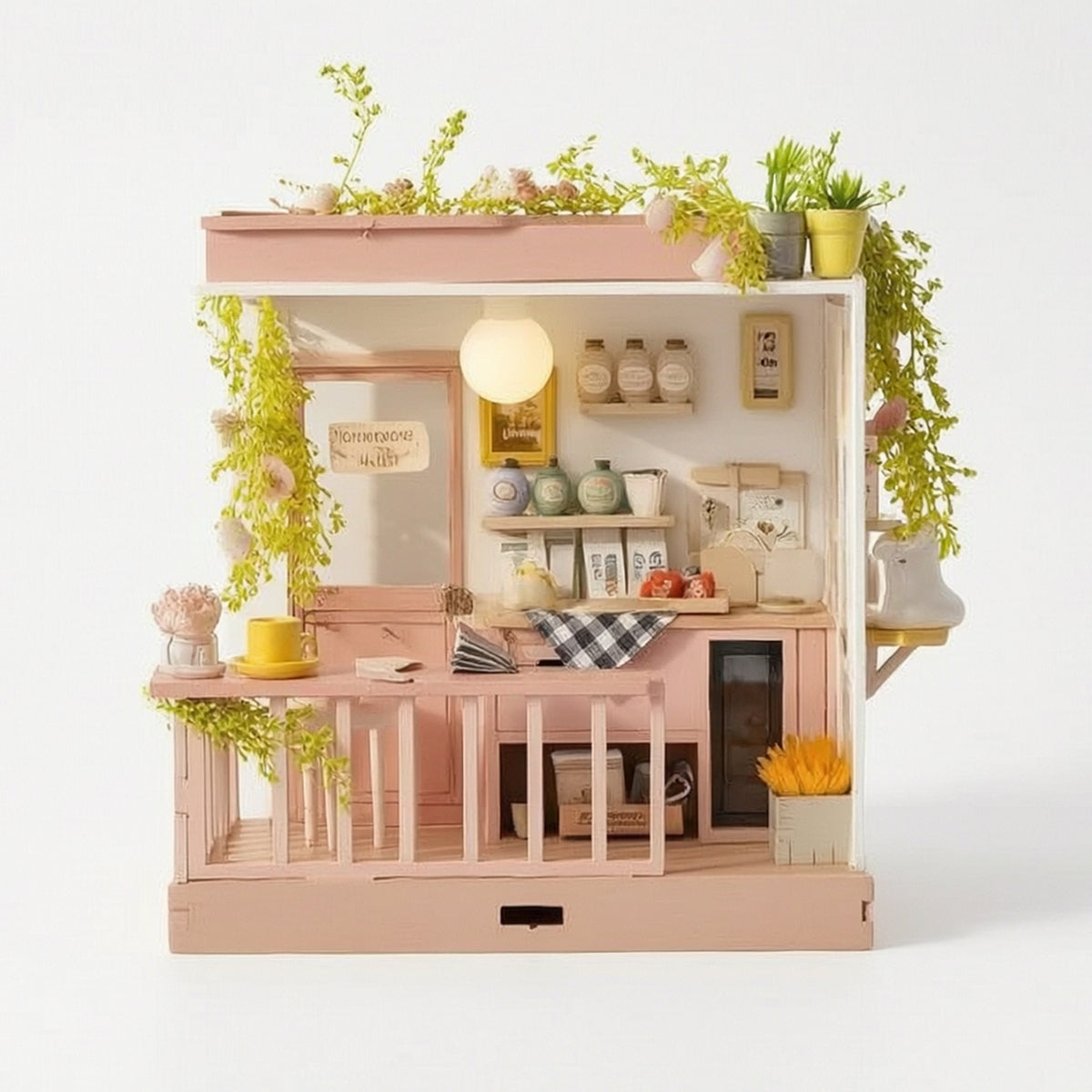 DIY Miniature House Kit Pink Themed Miniature Dollhouse Kit Cozy Model for Hobbyists