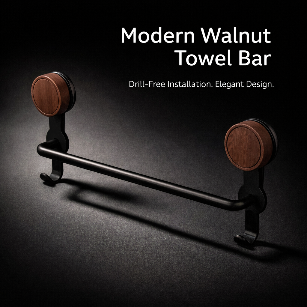 Towel Bar for Washroom and Wet Room with No-Drill Suction Cup Installation, Single Bar Wall Mounted Rack for Bathroom 50cm