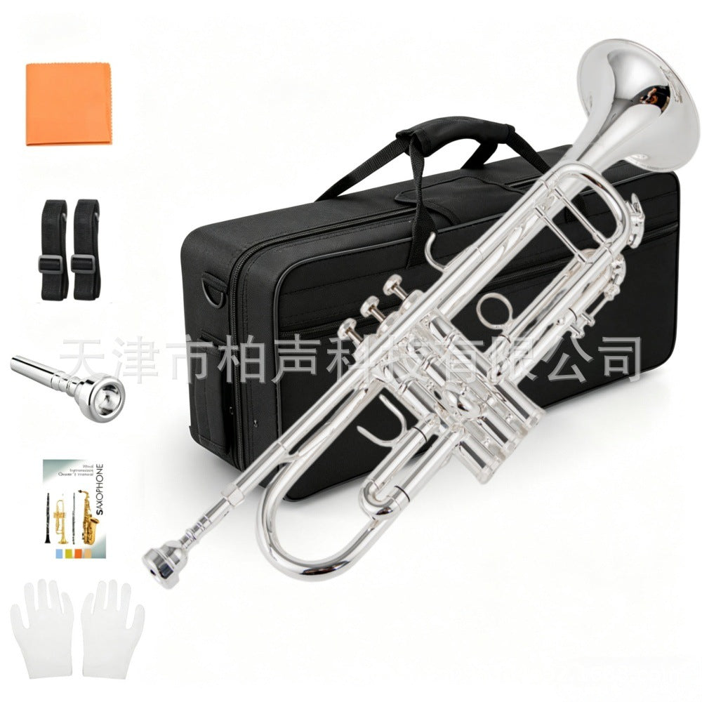 Silver-Plated Bb Trumpet for Beginners and Exams
