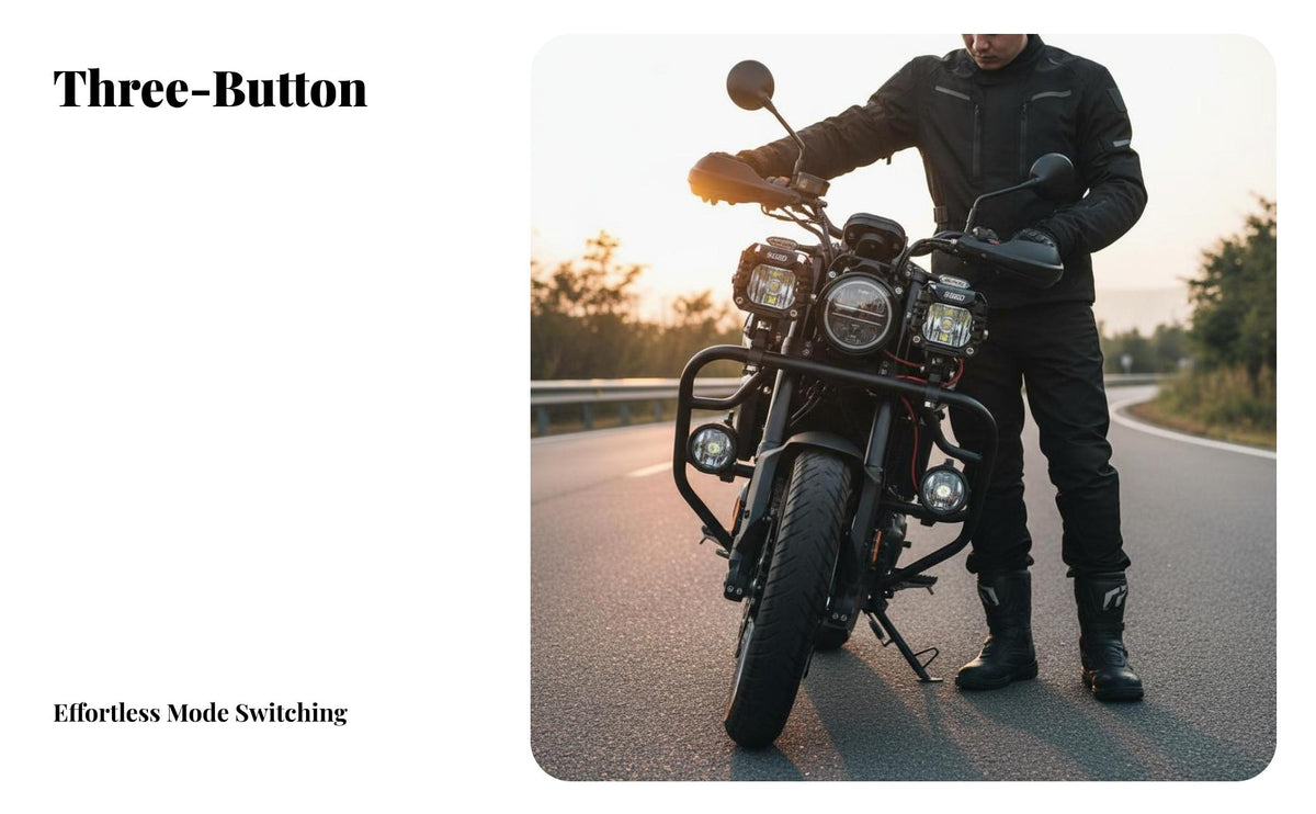 Motorcycle LED Lamp Flash Mode Multi-Level Beam Auxiliary Light Waterproof Bi-Color Color Driving Light for off-Highway, Foggy Weather