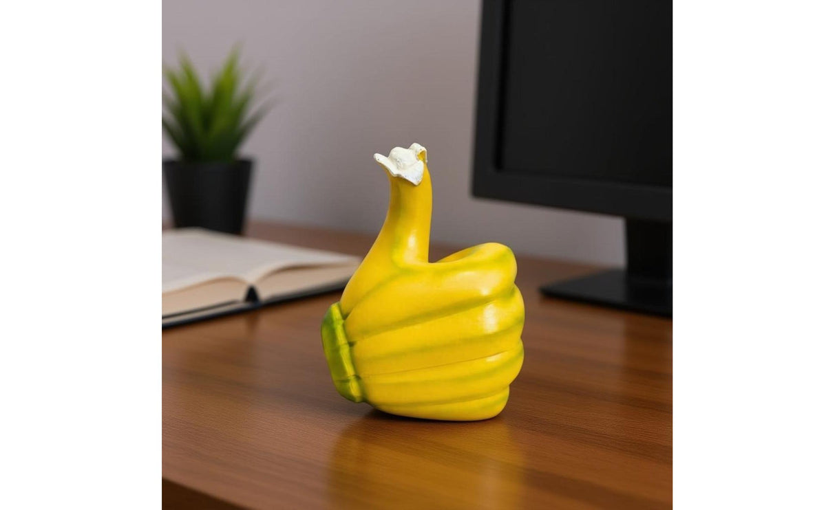 Banana Thumbs up Statue Creative Design Resin Banana Hand Decor Motivational Gift Thumbs up Hand Figurine for Friends, Office Desk, Desktop, Bookshelf