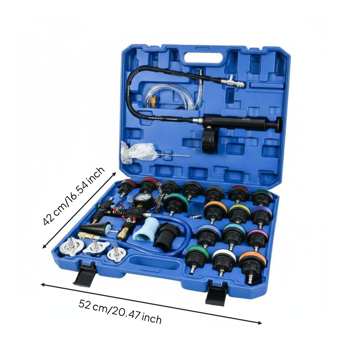 28 Pieces Coolant Pressure Test Set Wide Compatibility Vacuum Radiators Tester Molded Carrying Case Cooling System Purge Tool for Garage