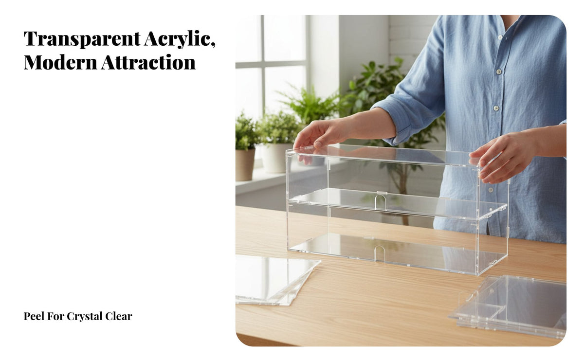 Detachable Design Acrylic Display Box High-Clarity Dustproof Model Case Easy Assembly Acrylic Bakery Display Case Included for Collectors, Hobbyists, Cafe Owners, C Display Ee Shop, Retail Shop, Exhibition