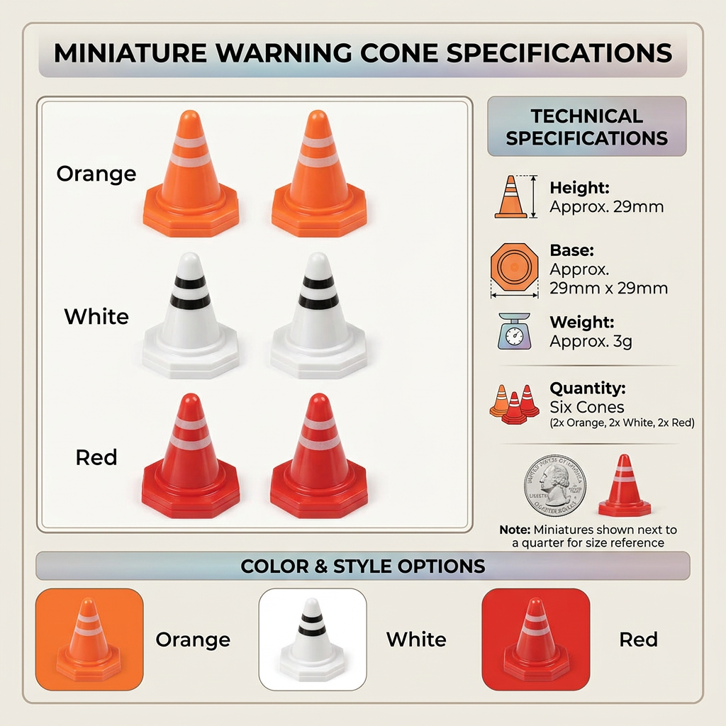 Miniature Traffic Cones for RC Cars, Toy Car Scene Traffic Cones, Mini Traffic Cones for Sand Table, RC Hobbyists Road Barriers