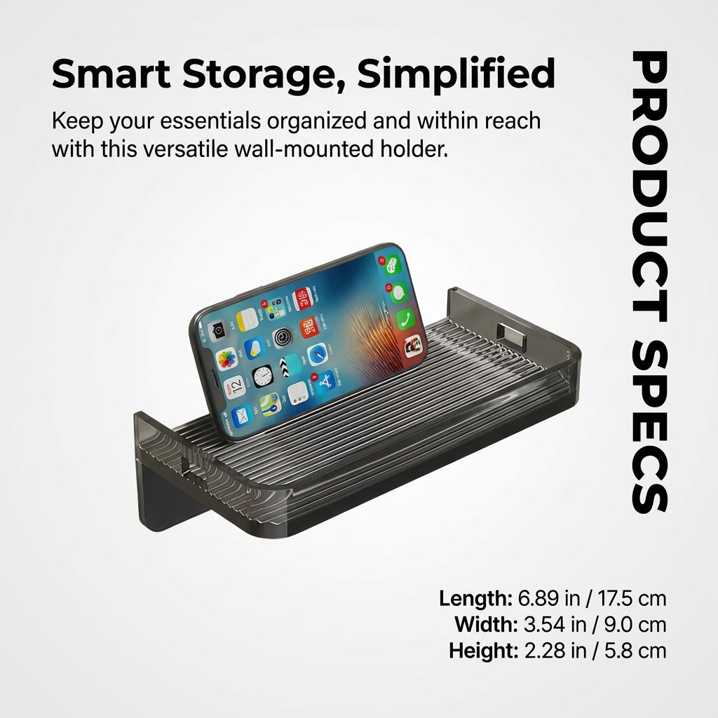 Acrylic Floating Shelf Bathroom Storage, Wall Mounted Single Tier Phone Holder, No Drill Shelves for Toilet, Corner