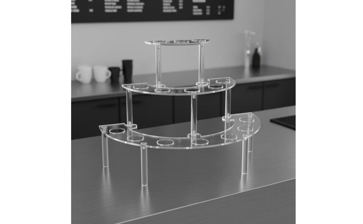 Easy to Assemble 3 Tier Ice Cream Cone Holder Sturdy & Stable Semi Circle Cone Rack Reusable Acrylic Dessert Display Stand Polished Edges for Buffet, Wedding