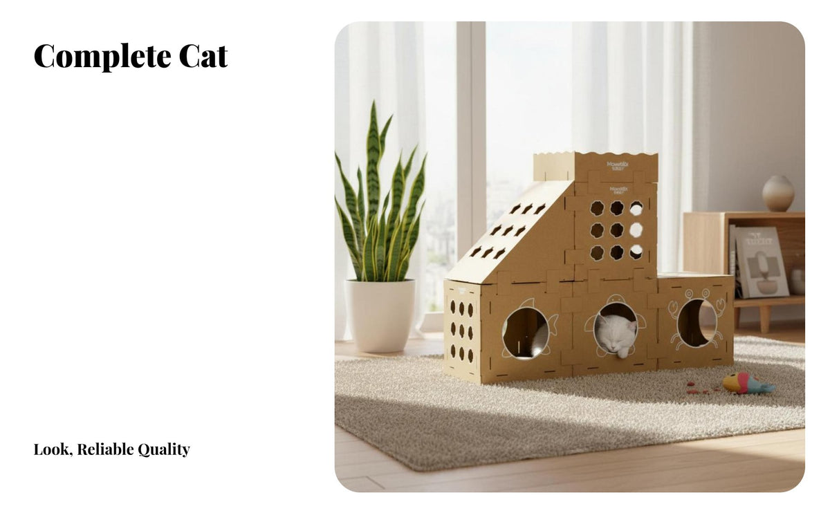 Cardboard Cat House Sturdy Cat Scratcher House Reversible Scratching Surface Pet Supplies for Living Room, Apartment, Playroom