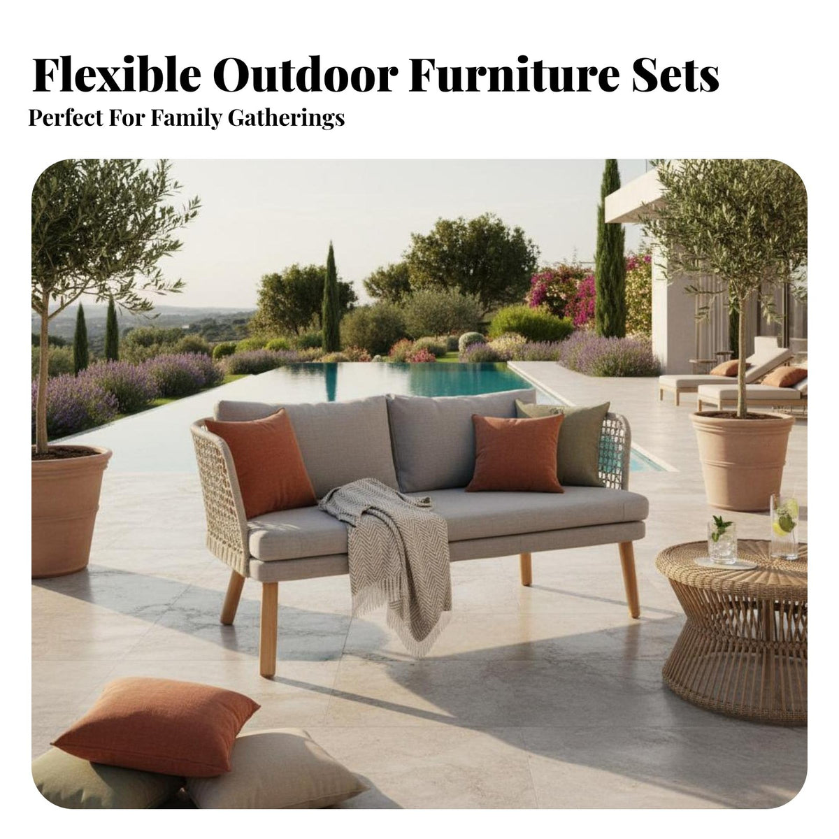 Woven Daybed and Chair Set Nordic Design Wicker Armchair and Table Set sophisticated appearance Outdoor Furniture for Designers, Families, Villa, Patio, Balcony