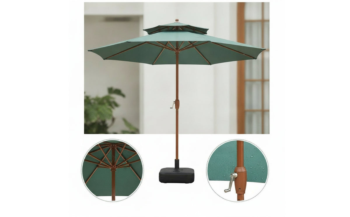 Patio Umbrella with Base UPF 50+ Outdoor Umbrella with Base 16-Rib for Homeowners, Cafe Owners, Garden, Balcony, Backyard