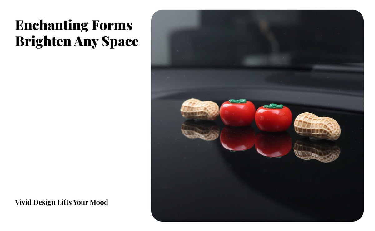 New Year Blessing Decoration, Car Dashboard Ornament, Cartoon Persimmon Figurine, Resin Desktop Display