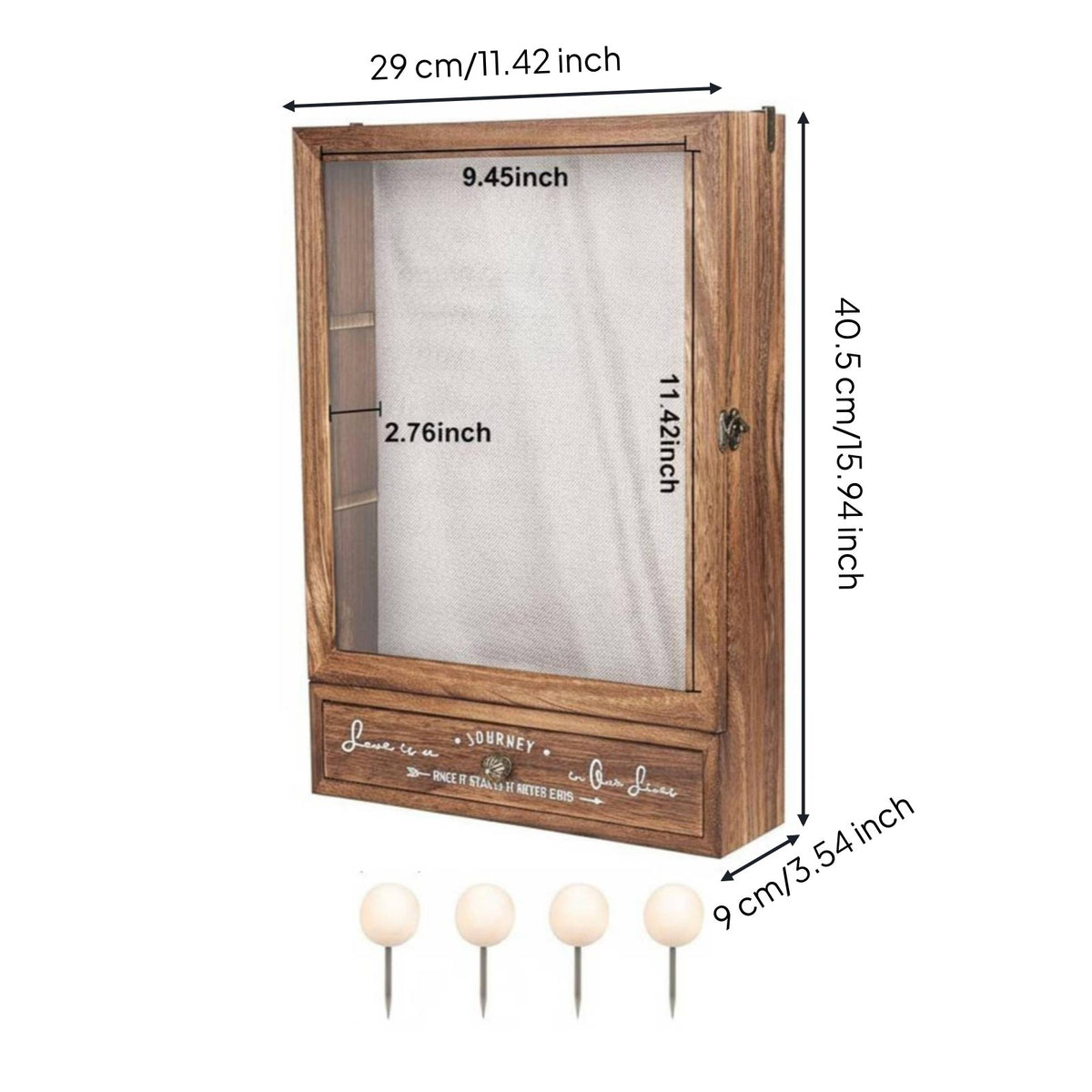 Dried Flower Display Box Solid Wood Shadow Box Frame Front Access Panel Wall Mounted Display Case for Collectors, Crafters